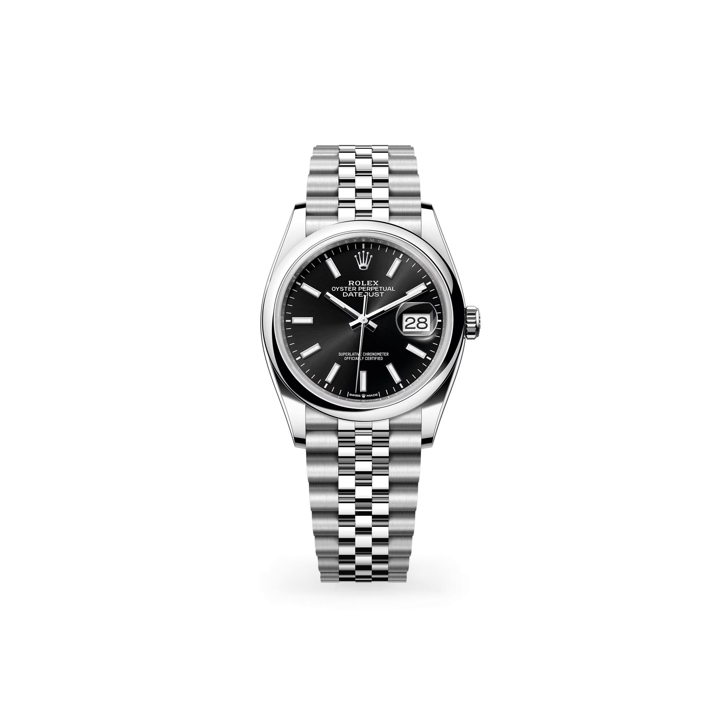 R01ex datejust 36 oyster, 36 mm, oystersteel m126200-0003
